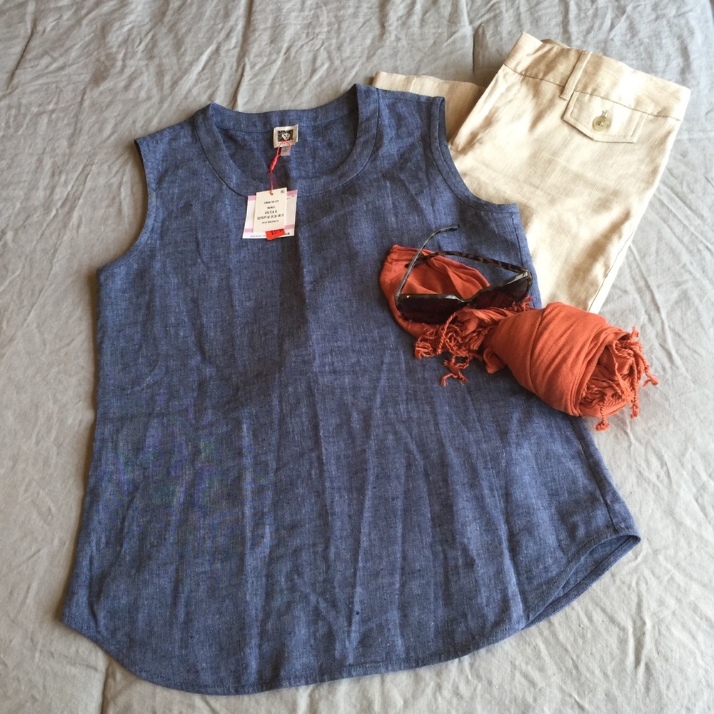 Anne Kline linen blend sleeveless top - size 6